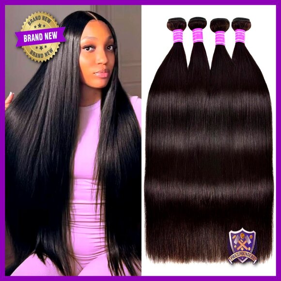 Brazilian Virgin Hair Extensions 4 Bundles Straight Double Weft Human Hair